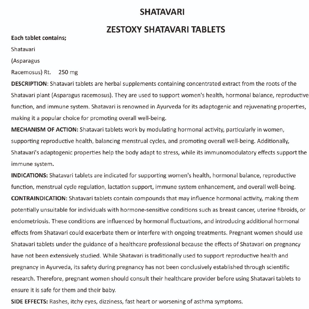 ZESTOXY SHATAVARI TABLETS